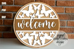 Butterfly Welcome Sign SVG| Summer Door Hanger SVG Product Image 1
