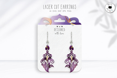 Iris Floral Earrings Laser Cut | Botanical Jewelry SVG Product Image 1