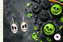 Halloween Laser Cut Earrings | Skeleton Laser SVG Product Image 2