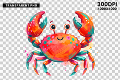 crab png, crab clipart, ocean animal, beach clipart, watercolor crab, sea life png, summer design, coastal png, ocean sublimation, marine clipart
