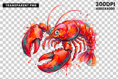 lobster png, seafood clipart, ocean animal, watercolor lobster, marine life png, seafood design, coastal