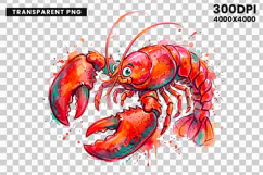 lobster png, seafood clipart, ocean animal, watercolor lobster, marine life png, seafood design, coastal