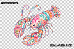 floral lobster png, lobster clipart png, coastal clipart png, hand drawn lobster, summer lobster png, ocean animal clipart, marine life design, beach lobster png, lobster sublimation, seaside clipart png