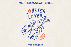 Lobster Lover SVG | Mediterranean Seafood Illustration PNG Product Image 1