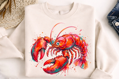 lobster png, seafood clipart, ocean animal, watercolor lobster, marine life png, seafood design, coastal