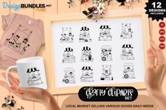 Local Market Selling Various Goods Daily Needs Clipart Set Product Image 1