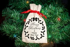 Merry Christmas svg round sign in holly wreath, New Year svg Product Image 3
