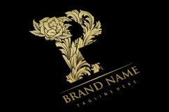 Flourish style elegant gold engraved P monogram letter logo Product Image 3