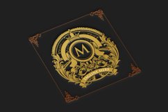 Vintage badge gold label crown shield floral svg Product Image 5
