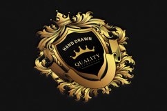 Gold shield crown badge with classic ribbon illustration Product Image 6