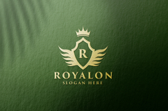 Premium Monogram Letter R Shield and Wings Product Image 1