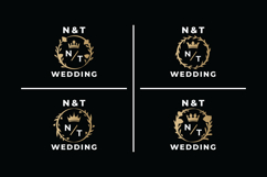 Elegant Gold Monogram N&amp;T Wedding Logo Design with Crown Product Image 1