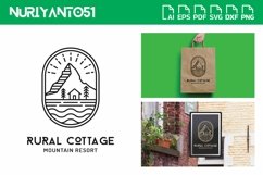 Cottage House and Mountain in Line Style Logo Design Product Image 1