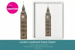 London Landmark Clipart - Big Ben, London Eye, Tower Bridge Product Image 3