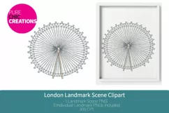 London Landmark Clipart - Big Ben, London Eye, Tower Bridge Product Image 4
