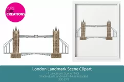 London Landmark Clipart - Big Ben, London Eye, Tower Bridge Product Image 5