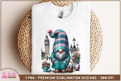 Easter Gnome in London sublimation png, Big Ben Gnome Product Image 5