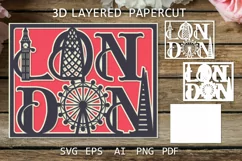 London Layered papercut 3D card London 3D paper cut SVG