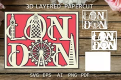 London Layered papercut 3D card London 3D paper cut SVG