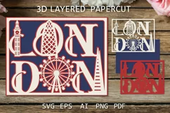 London Layered papercut 3D card London 3D paper cut SVG