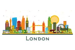 London UK City Skyline with Color Buildings Isolated. Product Image 1