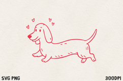 Cute Long Dachshund SVG PNG | Funny Wiener Dog Valentine. Product Image 1