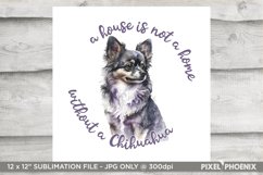 Long Hair Chihuahua Sublimation Design on White Background