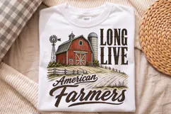 Long Live American Farmers T-shirt, Vintage Barn PNG Product Image 2