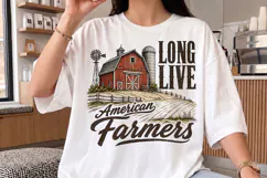 Long Live American Farmers T-shirt, Vintage Barn PNG Product Image 3