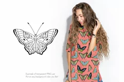 Cosmos Flower and Butterflies SVG Clipart & Patterns Product Image 11