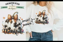 Thankful Cow Print Pumpkin PNG Design for Sublimation DTF Product Image 2