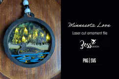 Loon Christmas Ornament SVG Northwoods Laser Cut Design Product Image 2