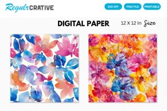 Watercolor Cherry Flower Petals Seamless Digital Paper Product Image 1