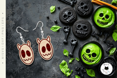 Halloween Laser Cut Earrings | Skeleton Laser SVG Product Image 3