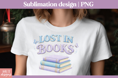 Floral Book Lover Sublimation Cute Embroidery Lost in books Product Image 1