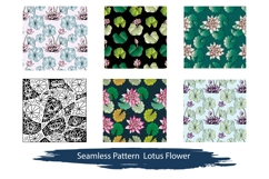 Seamless pattern with lotus flowers Product Image 1