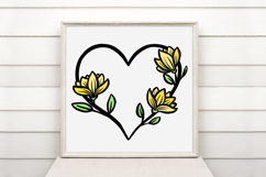 Lotus Floral Heart Wreath Flower Graphic Clipart PNG Product Image 2