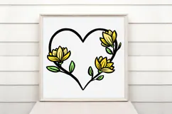 Lotus Floral Heart Wreath Flower Graphic Clipart PNG Product Image 2