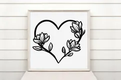 Lotus Floral Heart Wreath Flower Graphic Clipart PNG Product Image 2