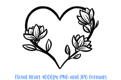 Lotus Floral Heart Wreath Flower Graphic Clipart PNG Illustration Outline