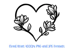 Lotus Floral Heart Wreath Flower Graphic Clipart PNG Illustration Outline