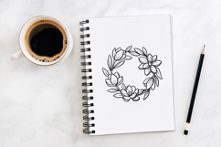 Lotus Floral Wreath Flower Illustration Clipart PNG Product Image 3