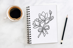 Lotus Flowers and Bow Floral Illustration Clipart PNG Product Image 2