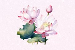 Lotus Flowers Watercolor Sublimation Clipart Product Image 5