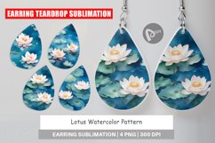 Earring Teardrop Lotus Watercolor Pattern Product Image 1