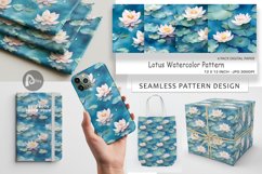Digital Paper Lotus Watercolor Pattern Product Image 1