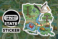 Louisiana Sticker PNG SVG | State Outline Decal File | Product Image 1