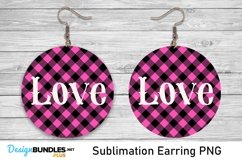Plaid Love Earrings - Valentine Sublimation PNG Product Image 1