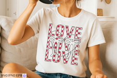 Retro Love Valentine Coquette Bow SVG PNG T-shirt Design Product Image 2