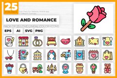 Love and Romance Lineal Color Vector Icons pack Product Image 1